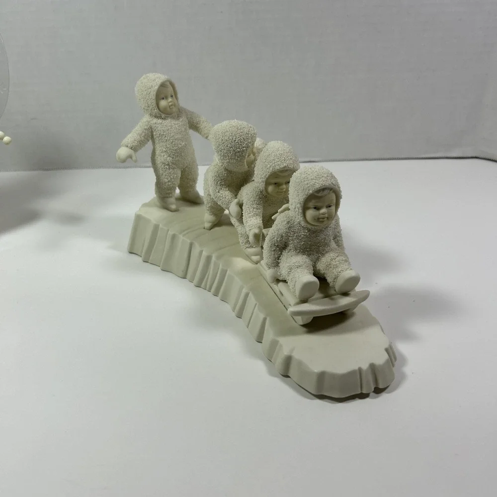 snowbabies dept 56 Lenox I'm‎ Right Behind You Sled Angel Babies Christmas